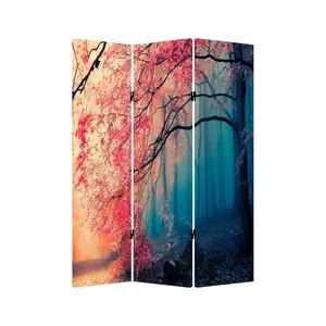 Paravent pliant en toile double face Red Maple Forest - Product Image 5