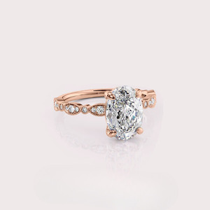 Anillo de Compromiso con Diamante Ovalado Creado en Laboratorio, Certificado por IGI, Oro Amarillo/Rosa y Blanco de 14k, Estilo Vintage - Product Image 1