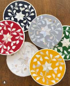 Ensemble de dessous-de-verre en nacre écologique fait à la main, très vendu, épaisseur 10 mm/5 mm, pour table à manger, décoration de la maison, Inde - Product Image 1