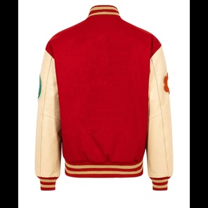 Blouson aviateur brodé sur mesure veste universitaire pour hommes veste Letterman en cuir de baseball rouge à col veste de baseball universitaire pour hommes - Product Image 2