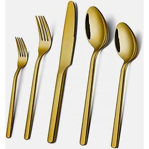 Juego de cubertería y tenedor de cuchara chapado en oro, diseño impresionante, personalizado, moderno, de lujo, venta al por mayor - Product Image 1