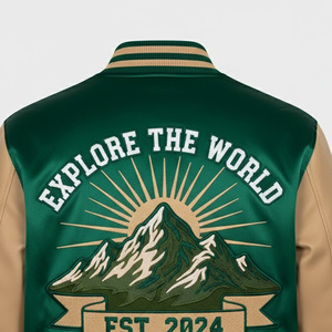 แจ็คเก็ตวาร์ซิตี้ผ้าซาตินสำหรับผู้ชายสั่งทำได้ตามขนาด  แบบลำลองสำหรับใส่กลางแจ้ง  ปักลายเชนิลล์ด้านหน้า  ระบายอากาศได้ดี กันลม คุณภาพสูง - Product Image 6