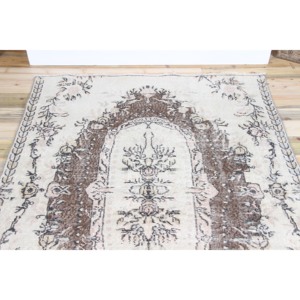 Tapis turc vintage 4,8x6,7 pieds, tapis en laine gris à motifs floraux - Product Image 4
