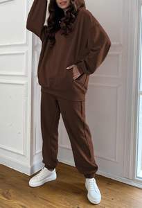 Conjunto de ropa deportiva para mujer de talla grande al por mayor, sudaderas con capucha para mujer, ropa deportiva informal de lana, chándal para mujer - Product Image 4