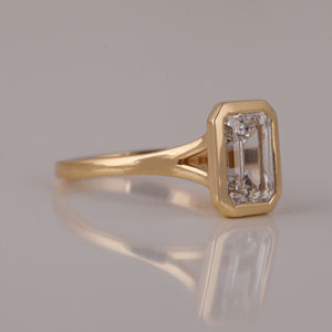 Emerald Cut Lab Grown Diamond Bezel Setting Luxueux 10Kt Gold Solid Engagement Ring Trendy Style Gift Ring for Women IGI - Product Image 6