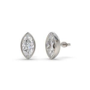Pendientes de Diamantes con Corte Marquesa y Engaste de Bisel, 0.30 Ct, Diamantes Cultivados en Laboratorio, en Platino, Regalo para Novia - Product Image 1