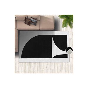 Conjunto de alfombra de área impresa digital con dibujo abstracto de triángulo negro - Product Image 2