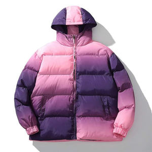 Veste matelassée à capuche personnalisée pour hommes en gros, dégradé, hiver, extérieur, chaude, manteau en duvet, nylon, mélange de polyester, fermeture éclair - Product Image 3