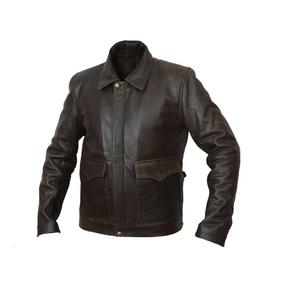 Chaqueta de bombardero de piel auténtica de vaca para hombre personalizada al por mayor, prendas de vestir exteriores ajustadas de secado rápido transpirables informales de invierno en negro y marrón - Product Image 5
