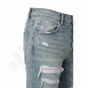 Jeans de Mezclilla para Hombre, Estilo Vintage, Lavado, Desgastado, Corte Recto, 100% Algodón, Primavera, Verano, Otoño - Product Image 5