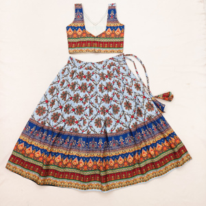 Ensemble Lehenga Choli Traditionnel Ethnique Bleu pour Filles Shoryam Fashion, Imprimé Numérique, Entièrement Cousu, Longueur au Sol, Polyester - Product Image 2