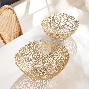 Bols en aluminium à brindilles de feuilles artisanales à bas prix avec finition plaquée or, utilisés pour servir des Fruits et des centres de Table - Product Image 3