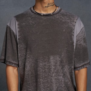 Dernière technique de lavage de pigments T-shirt vintage surdimensionné pour hommes en détresse T-shirt décontracté à col rond Hip Hop décontracté avec logo personnalisé - Product Image 3