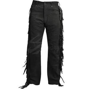 Pantalones de hombre al por mayor de estilo único lavados personalizados con tu propio diseño pantalones de piel de ante con flecos - Product Image 1