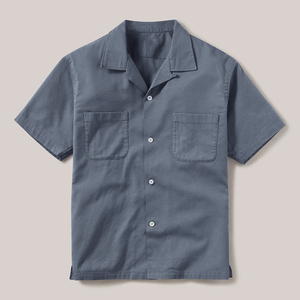 Écussons de poche personnalisés Chemises à col cubain en coton de haute qualité pour hommes Fournisseur de gros Chemises cubaines en coton à manches courtes pour hommes - Product Image 2