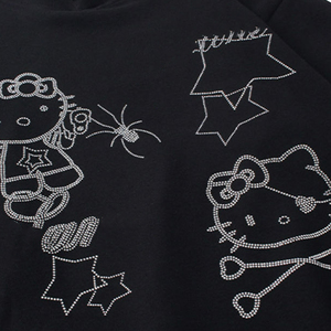 Novedad sudaderas con capucha desgastadas con diamantes de imitación de 500GSM de peso pesado, Sudadera con capucha cuadrada recortada con lavado ácido desteñido por el sol térmico para hombre - Product Image 4