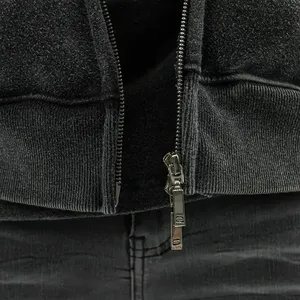 Acid Wash Heavyweight Zipper Hoodie French Terry Blank Cropped Hoodies Sweat Zip up Hoodies Unisexe - Product Image 5