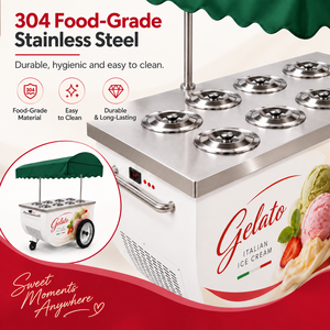 Vitrine Réfrigérée Professionnelle pour Gelato, Verre Courbé, 4/6/8 Bacs, Armoire de Service pour Supermarché, Café, Boulangerie & Gastronomie - Product Image 3