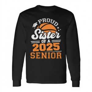 Camiseta de manga larga para hermana orgullosa de un graduado de baloncesto de 2025 - Product Image 2