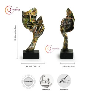 สินค้าขายดีรูปปั้นตกแต่งทำจากโลหะประดับหน้าพร้อมยกทรงสีโบราณโต๊ะสำนักงานในบ้านของขวัญแต่งงาน - Product Image 5