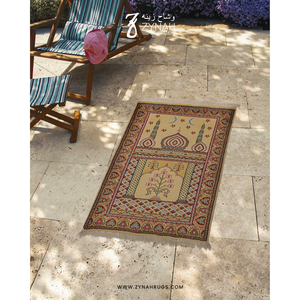 Alfombra de oración Zynah hecha a mano, de lana ligera, lavable, con diseño abstracto, para el hogar y viajes. - Product Image 3