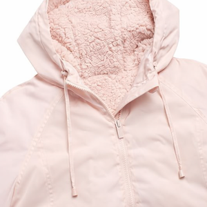 Women’s <b>Sherpa</b> <b>Lined</b> Hooded Windbreaker Jacket – Lightweight Insulated Winter Coat Soft pink <b>hoodie</b> with <b>sherpa</b> lining - Product Image 4