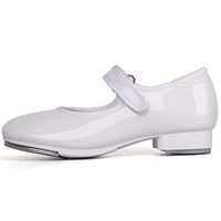Zapatos de tap dance de charol con correa fácil de poner, color marrón, de PU brillante, transpirables y ligeros para mujer y hombre, en stock en EE. UU.