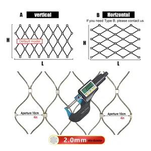 Flexible Architectural Inox Cable Safety Mesh Ss316 Stainless Steel Wire Rope Net For Climbing Plants Green Wall Grid