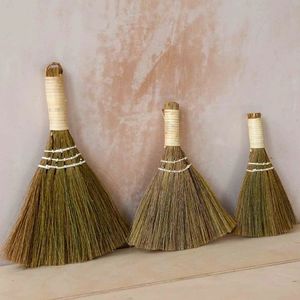 Eco-Friendly Short <b>Handle</b> Garden <b>Broom</b> Handicraft <b>Wooden</b> Stick for House Cleaning & Dustpan Green Grass <b>Broom</b> Product - Product Image 2