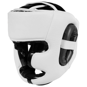 Professional Manufacturer White Color Boxing Head Guard Non Slip Breathable Leather Full Face Protection MMA Head Protector - Product Image 3