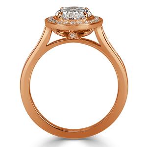 Elegante Anillo de Diamantes con Halo Ovalado, Certificado por GIA, Diseño de Media Eternidad Cultivado en Laboratorio, Joyería de Compromiso en Oro Rosa - Product Image 3