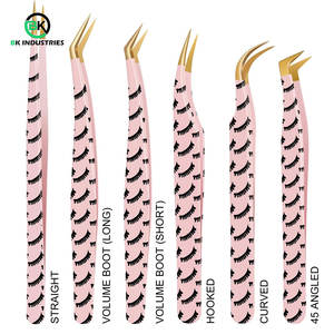 Pinces à cils de qualité salon pour les artistes des cils, ensemble de pinces à cils pour extensions de cils avec pinces droites et courbes - Product Image 5