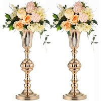 Support de bougie en cristal d'aluminium, vase à fleurs or/argent, centre de table de mariage