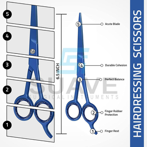 SUAVE CHIRURGICAL INSTRUMENTS Ciseaux de coiffure bleus en acier inoxydable de haute qualité pour salon de coiffure - Product Image 3