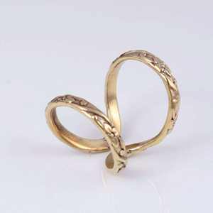 ANENJERY Joyería Geométrica Impermeable Chapada en Oro de 18K Anillo Abierto de Doble Capa Hueco para Mujer - Product Image 3