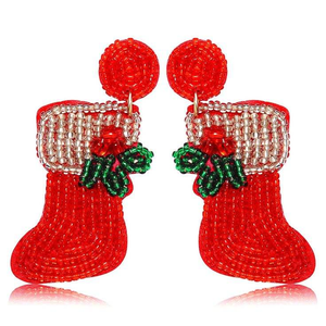 ต่างหูแฟชั่นปักลายลูกปัดลายวัว - สีเงิน จากอินเดีย ต่างหูทำมือสำหรับผู้หญิง - Product Image 4