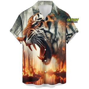 Ropa de calle Hawaiana de alta calidad, ropa informal de estilo japonés, camisa Aloha de manga corta con estampado de playa de verano para hombres - Product Image 3