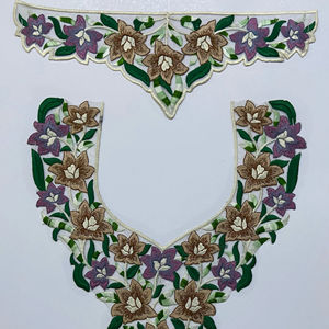 Bordado artístico con parche de cuello texturizado de trabajo de lentejuelas para blusa étnica india vestido Kurti con base de red - Product Image 1