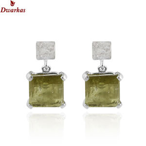 Boucles d'oreilles promotionnelles faites à la main en argent sterling 925 Doublet Kenya texture de pierres précieuses de quartz pour dames et filles - Product Image 2