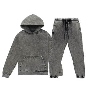 Vente en gros de survêtements de sport pour hommes 100% coton vêtements de sport de jogging avec style solide technique perlé avec position du logo avant - Product Image 2