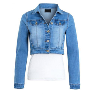 Chaqueta de mezclilla de manga larga para mujer informal con estilo Prendas de abrigo de talla grande de alta calidad en diseño rasgado azul con relleno de algodón - Product Image 5