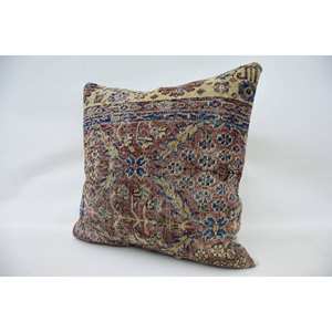 24x24 Inch Multicolor Bohemian Patchwork Wool <b>Pillow</b> Vintage Embroidered Cushion in Kantha Style for Floor Use - Product Image 4
