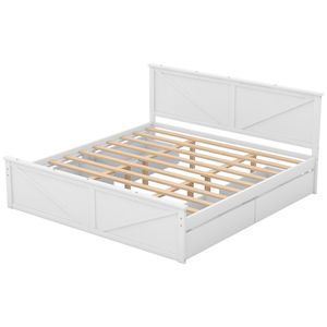 Base de Cama Moderna de Madera Blanca con Cajones de Almacenamiento - Product Image 6