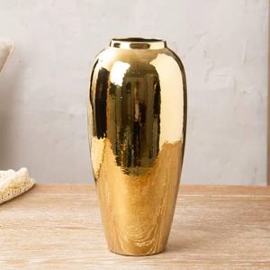 Vase à fleurs en métal plaqué or au design moderne poli miroir avec support Décoration intérieure luxueuse pour de superbes compositions florales - Product Image 1