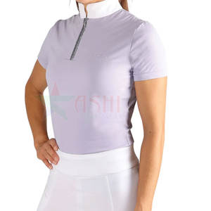 Chemise de compétition équestre haut de gamme pour femmes, imperméable, coupe-vent, en spandex/polyester, avec fermeture éclair - Product Image 2