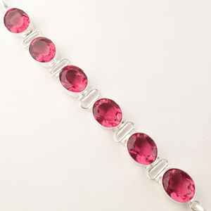 Pink Zircon <b>Sterling</b> <b>Silver</b> Tennis <b>Bracelet</b> Oval Cut Luxury Handmade Elegant Jewelry for <b>Women</b> - Product Image 1