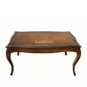 Table basse rectangulaire de luxe avec plateau en marbre blanc et cadre ajouré sculpté à la main en or pour salons classiques - Product Image 1
