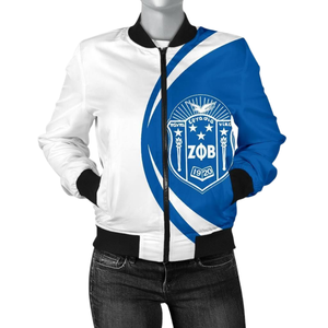 Chaqueta de Satén para Mujer Zeta Phi Beta, Azul Premium y Blanco, Ropa Griega de Hermandad, Bordado de Escudo ZPB 1920, Estilo Universitario - Product Image 6