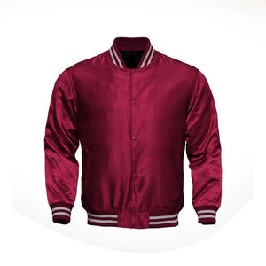Chaqueta bomber de béisbol universitaria de invierno personalizada de lana OEM con cuello levantado a prueba de viento y ecológica para unisex - Product Image 3