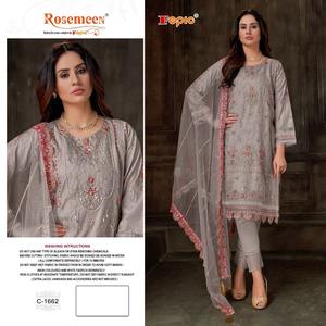 Elegance Bloom Organza ethnique brodé de style traditionnel pakistanais Salwar Kameez artisanal pour les fêtes - Product Image 1